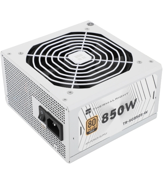 Блок питания Thermalright, 850W 80+ Gold (ATX, 3.1, PCIe 5.1, Non-modular, 1x24(20+4)pin, 1xCPU 8(4+4)pin, 2xPCIe*2 8(6+2)pin, 5xSATA3, 1x12+4pin (12VHPWR PCIe 5.1 12+4pin 600mm), 3xMOLEX4pin, Active, 120x120мм, 150x140x86mm, APFC, white)