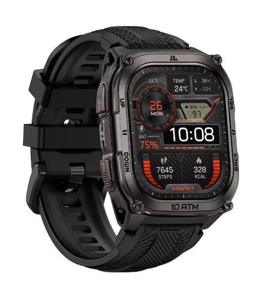 Умные часы KOSPET Tank M4, 1.96' AMOLED, Bluetooth 5.3, GPS, 10 ATM, IP69K, черный