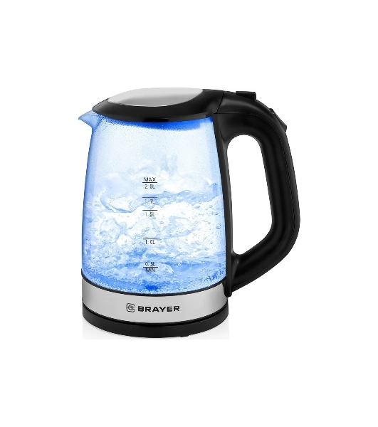 Электрочайник BRAYER BR1040BK черный, 2.0 л, 2200 Вт, скрытый нагревательный элемент