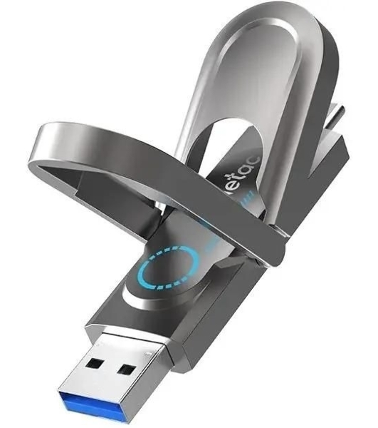 Флешка USB Netac US9 (NT03US9C-512G-32TA), 512Gb, USB 3.2 Gen2 Type-A/USB Type-C, R/W 1000/900, серебристый