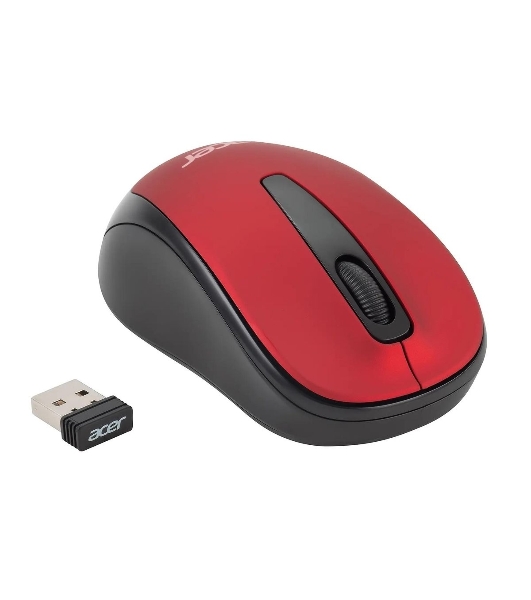 Мышь беспроводная Acer OMR136 красный, 1000 dpi, радиоканал, USB, кнопки - 3