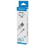 Кабель Maxvi MC-01 plus white USB-A - microUSB, 2A ток макс. нагрузки 2А, макс. напряжение 5V; стандарт USB 2.0; длина 1.2м, материал PVC, белый, фото2