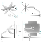 Кронштейн для мониторов ONKRON G100 белый 13'-32' макс.9кг настольный поворот и наклон верт.перемещ., фото2