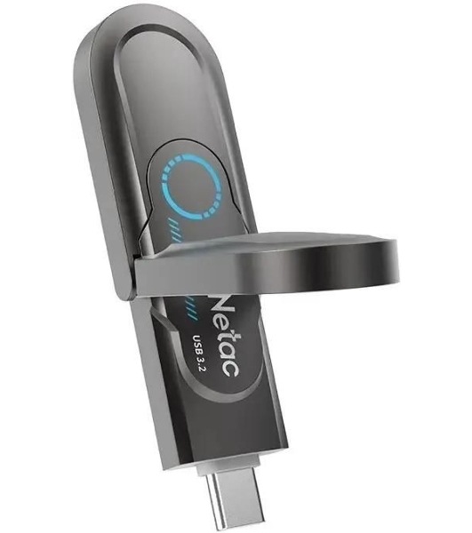 Флешка USB Netac US9 (NT03US9C-512G-32TA), 512Gb, USB 3.2 Gen2 Type-A/USB Type-C, R/W 1000/900, серебристый