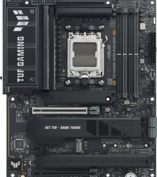 Материнская плата ASUS TUF GAMING X870E-PLUS WIFI7, AM5, AMD X870E, 4xDDR5, 4xSATA, 4xM.2, 1xPCIe 5.0 x16, 1xPCIe 4.0 x4, 1xPCIe 3.0 x1, 1xHDMI, 1x2.5Gb LAN, Wi-Fi 7, Bluetooth 5.4, 2xUSB-C 40Gbps, 3xUSB-A 10Gbps, 4xUSB-A 5Gbps, 4xUSB-A 2.0, 3x3.5 мм, 7.1, ATX