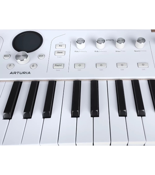 Сценическая клавиатура 230721 Arturia AstroLab 37 White Astrolab White 37 клавиш, полувзвешенная механика, 10 звуковых движков, вокодер, 10 кнопок пресетов, 4 макрорегулятора, MIDI-вход, USB-C и USB-A; аудио Bluetooth; WiFi, цвет белый