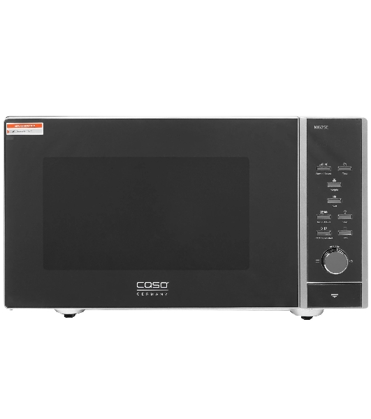 Микроволновая печь CASO MG 25 Ceramic Menu серебристый/черный, 25 л, 900 Вт, переключатели - кнопки, поворотный механизм