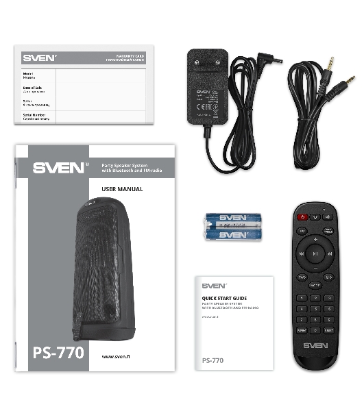 Мобильные колонки SVEN PS-770 2.0 черный 2x50W Bluetooth