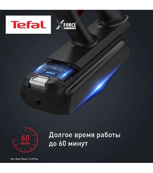 Пылесос вертикальный Tefal X-Force Flex TY9L42WO серый/зеленый, питание от аккумулятора, 150 Вт, уборка сухая, пылесборник 0.65 л