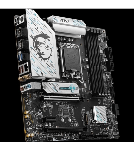 Материнская плата MSI B760M GAMING PLUS WIFI DDR4, LGA1700, Intel B760, 4xDDR4, 4xSATA, 2xM.2, 1xPCIe 4.0 x16, 1xPCIe 4.0 x4, 2xPCIe 3.0 x1, 2xDP, 2xHDMI, 1x2.5Gb LAN, Wi-Fi 6E, Bluetooth 5.3, 4xUSB-A 5Gbps, 6xUSB-A 2.0, 3x3.5 мм, 7.1, mATX