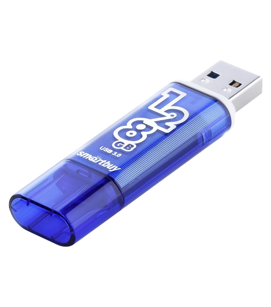 Флешка USB SmartBuy Glossy Dark Blue (SB128 GbGS-DB), 128Gb, USB 3.0, R/W 75/30, темно-синий