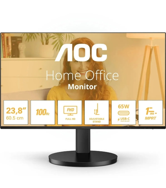 Монитор 27' AOC 27B3CF2 IPS 1920x1080, 100 Гц, 1 мс, 16:9, 250 кд/м2, 1xHDMI, USB-C, 1x3.5 мм, черный