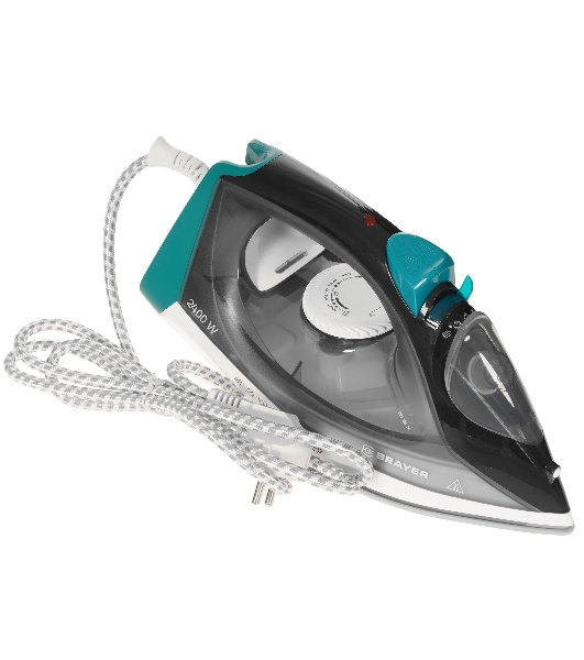 Утюг BRAYER BR4008 серый/зеленый, 2400 Вт, 25 г/мин, 140 г/мин, 330 мл