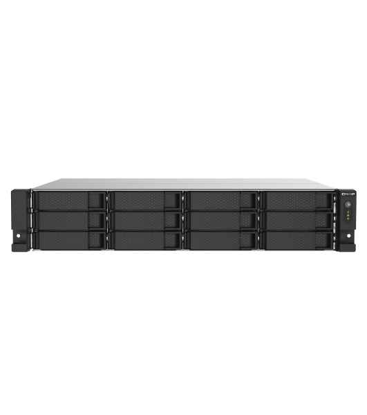 Сетевое хранилище без дисков SMB QNAP TS-1273AU-RP-8G NAS 12 HDD trays, 2x 2.5 GbE, rackmount, 2 PSU. 4-core AMD V1500B2,2 GHz, RAM 8 Gb (8 Gb UDIMM DDR4 (1 x 8 Gb) up to 32 Gb (2 x 16 Gb)). W/o rail kit RAIL-B02