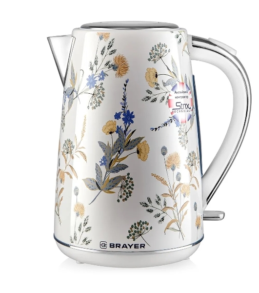 Электрочайник BRAYER BR1083 белый, 1.7 л, 2200 Вт, скрытый нагревательный элемент