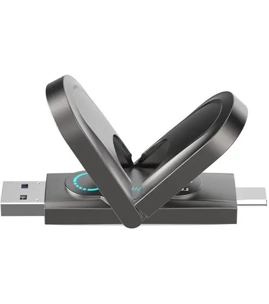 Флешка USB Netac US9 (NT03US9C-512G-32TA), 512Gb, USB 3.2 Gen2 Type-A/USB Type-C, R/W 1000/900, серебристый