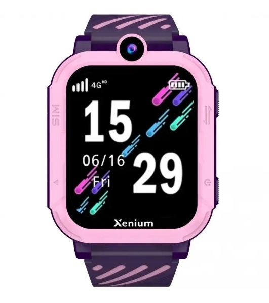 Детские умные часы Xenium W600, 1.83', IPS, LBS, Wi-Fi, IP67, розовый