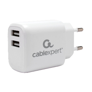 Сетевое зарядное устройство Cablexpert MP3A-PC-58, 10.5Вт, 2.1А, 2хUSB, белый, пакет