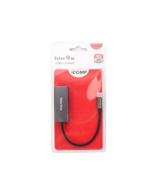 Кабель-переходник USB 3.1 Type-C -->RJ-45 1000Mbps Ethernet, Aluminum Shell, 0.15м Telecom TU320M