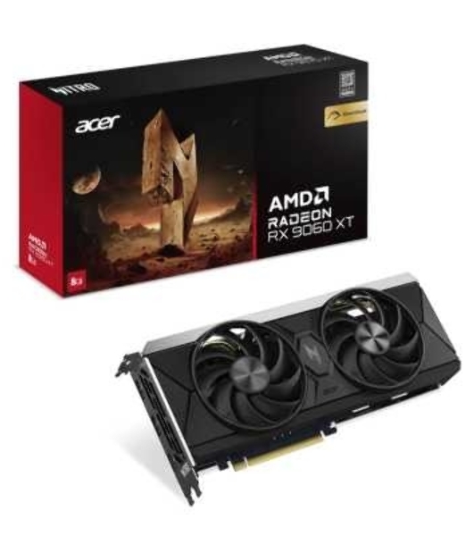 Видеокарта Acer DP.Z4UWW.P01, AMD Radeon RX 9060 XT, 8 ГБ GDDR6, 128 бит, PCI-e 5.0, 1xHDMI, 2xDP