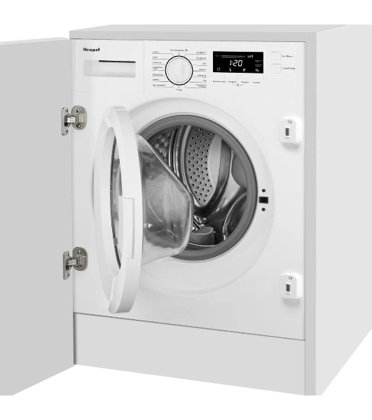 Стиральная машина встраиваемая Weissgauff WMI 6147 Inverter Steam белый, загрузка фронтальная 7 кг, 1400 об/мин, класс A+++