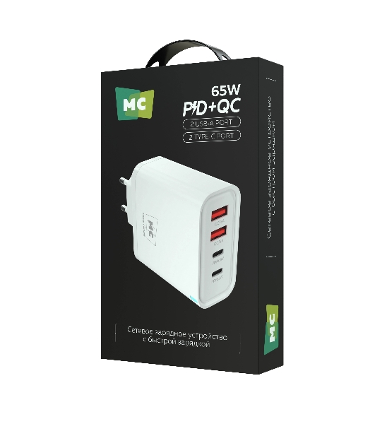Сетевое зарядное устройство MORE CHOICE NC95 2USB+2Type-C 3.0A PD 65W, белый