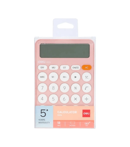 Калькулятор настольный Deli EM124PINK розовый 12-разр.