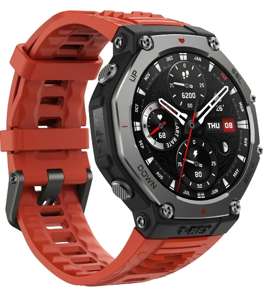 Умные часы Amazfit T-Rex 3 A2323, 1.5' AMOLED, Wi-Fi, Bluetooth, 10ATM, темно-серый / красный
