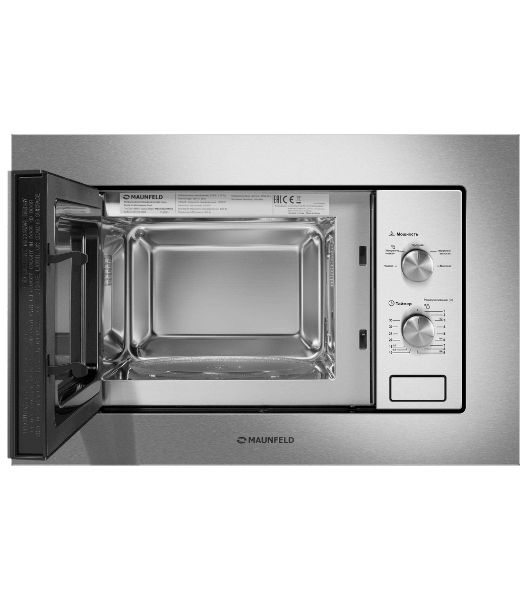 Микроволновая печь встраиваемая Maunfeld MBMO820MS03 нержавеющая сталь, 20 л, 1250 Вт, переключатели - поворотный механизм