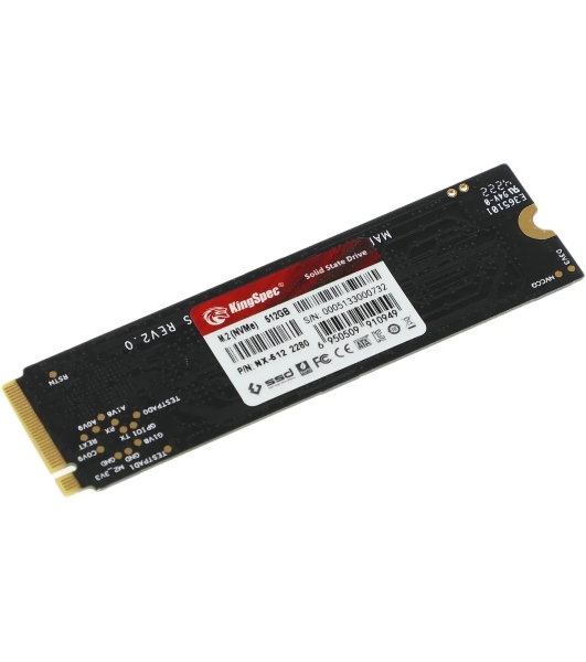 Накопитель SSD KingSpec NX-512, 512Gb, PCIe 3.0 x4, M.2 2280, NVMe, R/W 3400/3100