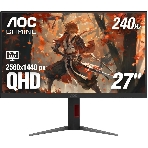 Монитор 27' AOC Q27G4ZMN VA 2560x1440, 240 Гц, 1 мс, 16:9, 450 кд/м² (пиковая 1200 кд/м²), Mini LED, DisplayHDR 1000, HDMI 2.0, DP 1.4, 3.5 Jack, FreeSync, Adaptive-Sync, черный, фото 1