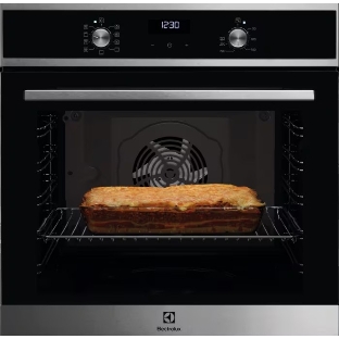 Встраиваемая электрическая духовка ELECTROLUX EOF5F70X с конвекцией, объем 72 л, 8 режимов, очистка каталитическая задняя стенка, 2 стекла в дверце, направляющие проволочные + телескопические (1 уровень)