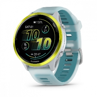 Умные часы Garmin Forerunner 970, 1.4' AMOLED, Wi-Fi, Bluetooth, NFC, 50м, белый / желтый / бирюзовый