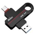 Флешка USB Netac US18 (NT03US18C-064G-32BK), 64Gb, USB 3.2/TypeC, R/W 200/100, черный/красный, фото 1