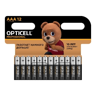 Элемент питания алкалиновый AAA/LR03 (блист. 12шт) Professional Opticell 5052006