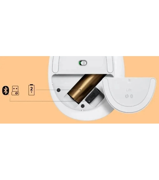 Мышь беспроводная Logitech Lift белый, 4000 dpi, радиоканал, Bluetooth, USB, кнопки - 6