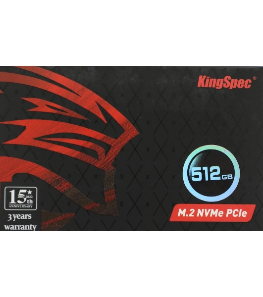 Накопитель SSD KingSpec NX-512, 512Gb, PCIe 3.0 x4, M.2 2280, NVMe, R/W 3400/3100