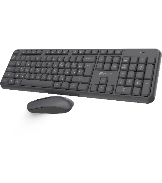 Комплект клавиатура+мышь Oklick S277W беспроводной, USB, 1600 DPI, серый
