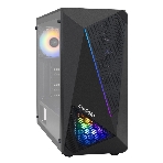 Компьютерный корпус Miditower ExeGate EVO-8225-NPX700 (ATX, БП 700NPX с вент. 12см, 2хUSB+1хUSB 3.0, черный, 2 вент. с RGb подсветкой и полоса на передней панели, боковая панель - закаленное стекло), фото 1