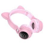 Беспроводные/проводные наушники Hoco W27 розовый, накладные, Bluetooth + проводной, 'кошачьи ушки', до 5 ч., фото3
