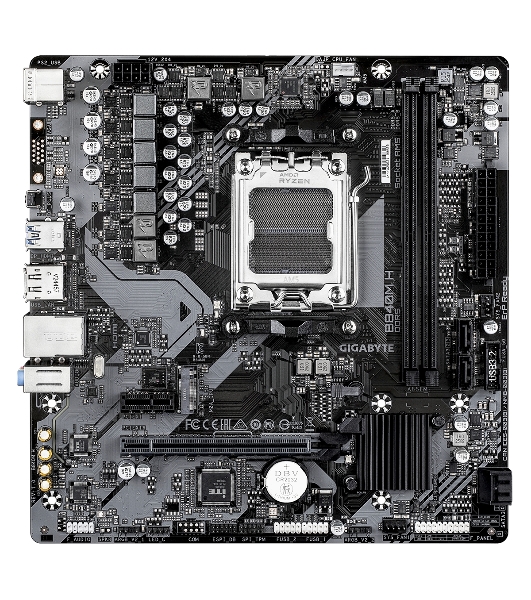 Материнская плата Gigabyte B840M-H, AM5, AMD B840, 2xDDR5, 4xSATA, 1xM.2, 1xPCIe 4.0 x16, 1xPCIe x1, 1xHDMI, 1xDP, 1x1Gb LAN, 1xUSB-A 10Gbps, 1xUSB-A 5Gbps, 4xUSB-A 2.0, 1xPS/2, 3x3.5 мм, 7.1, mATX