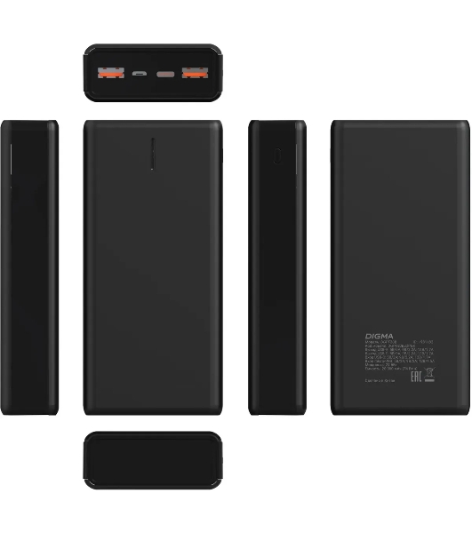 Портативный аккумулятор Digma DGPF20B 20000mAh QC3.0/PD3.0 22.5W 3A 2xUSB-A/USB-C черный