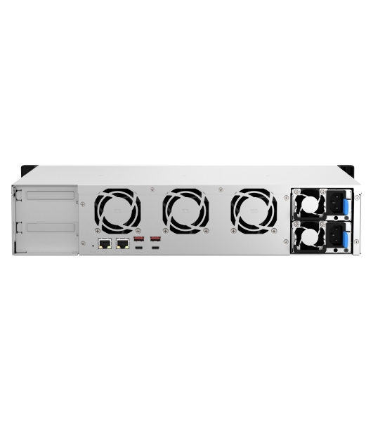 Сетевое хранилище SMB QNAP TS-873AeU-RP-4G NAS 8 HDD trays, 2x 2.5 GbE. 64-bit 4-core AMD V1500B 2,2 GHz, 4 Gb. RAM (1*4 Gb) up to 32Gb (2*16 Gb), 2 x M2 2280 (PCIe Gen3 x 1), 2xPSU W/o rail kit RAIL-B02