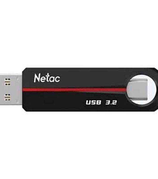 Флешка USB Netac US18 (NT03US18C-128G-32BK), 128Gb, USB 3.2/TypeC, R/W 200/100, черный/красный