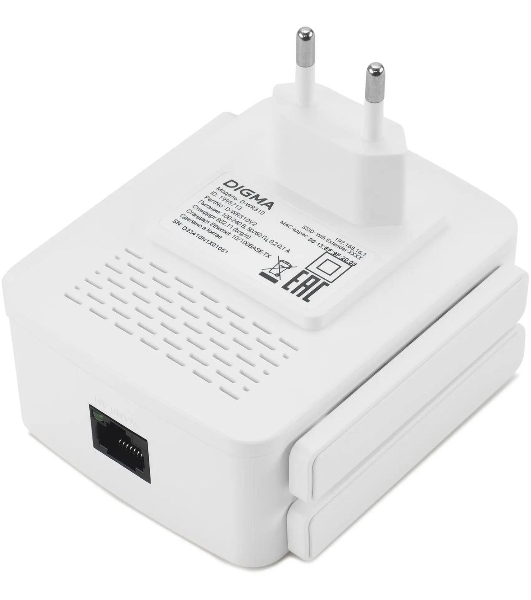 Повторитель беспроводного сигнала Digma D-WR310 (D-WR310V2) N300 Wi-Fi белый