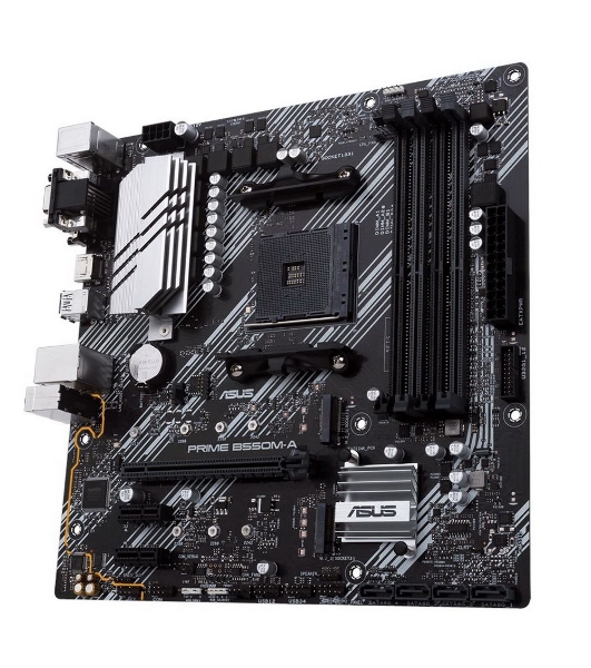 Материнская плата ASUS PRIME B550M-A, AM4, AMD B550, 4xDDR4, 4xSATA, 2xM.2, 1xPCIe 4.0 x16, 2xPCIe x1, 1xDVI-D, 1xHDMI, 1xVGA, 1x 1Gb LAN, 2xUSB 3.2 Gen 1, 2xUSB 2.0, 3x3.5 мм, 7.1, mATX