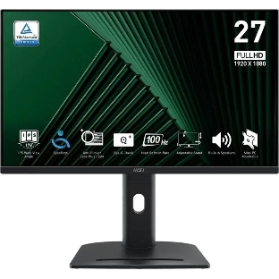 Монитор 27' MSI Pro MP275PG IPS 1920x1080, 100 Гц, 4 мс, 16:9, 300 кд/м², HDMI 1.4b, DP 1.2a, VGA, 3.5 мм, (2x2 Вт), Tilt, Swivel, Height, Pivot, черный