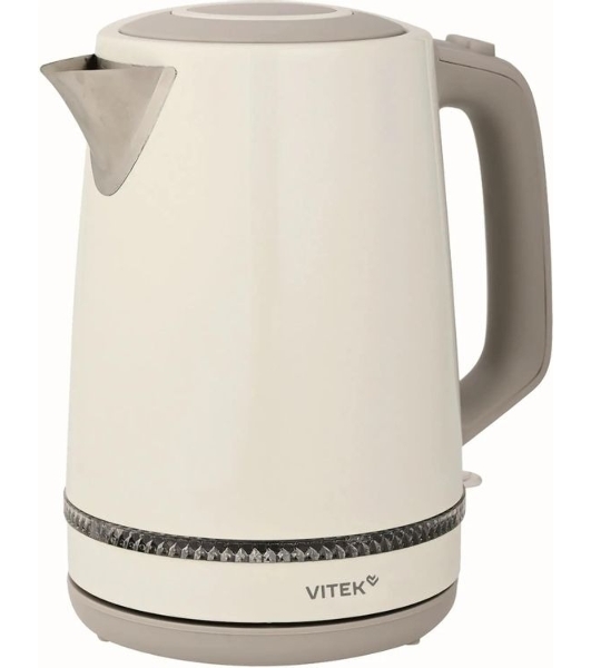 Чайник электрический Vitek VT-WK1066 1.7л. 2200Вт бежевый/коричневый корпус: металл/пластик