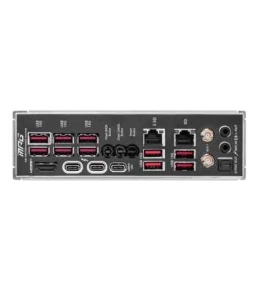 Материнская плата MSI MPG Z890 CARBON WIFI, LGA 1851, Intel Z890, 4xDDR5, 4xSATA, 5xM.2, 1xPCI-E 5.0 x16, 1xPCI-E 5.0 x8, 1xPCI-E 4.0 x4, 1xHDMI, 2xUSB-C Thunderbolt 4, 1xUSB-C 3.2 Gen 2, 10xUSB-A 3.2 Gen 2, 2x 5Gb LAN, 2x3.5 мм, 7.1, ATX