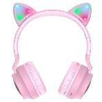 Беспроводные/проводные наушники Hoco W27 розовый, накладные, Bluetooth + проводной, 'кошачьи ушки', до 5 ч., фото4